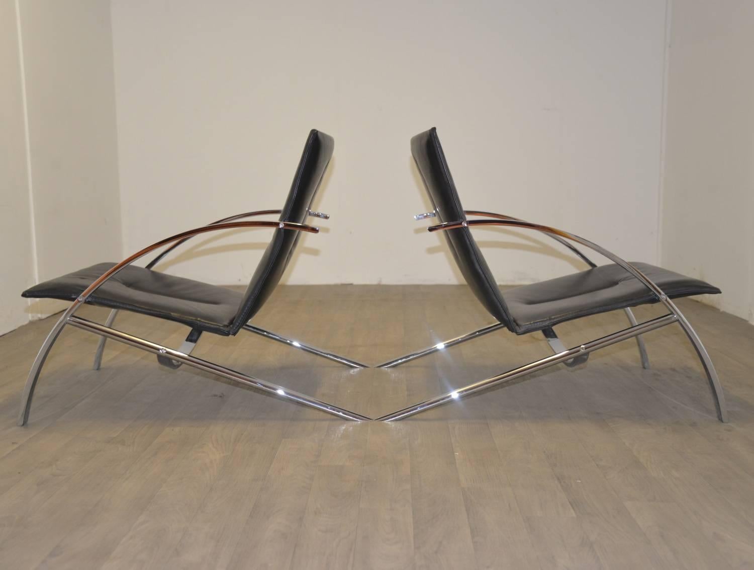 Paul Tuttle Arco Lounge Chairs for Strässle, 1970s In Excellent Condition In Fen Drayton, Cambridgeshire