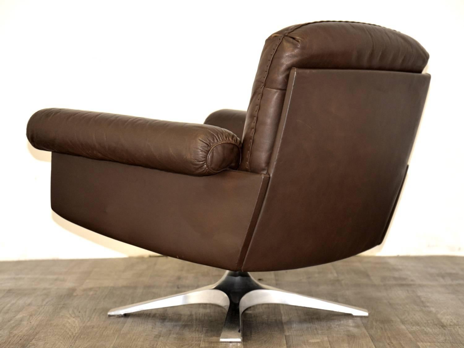 Mid-Century Modern Vintage de Sede Ds 31 Lounge Swivel Armchair, Switzerland 1970s For Sale