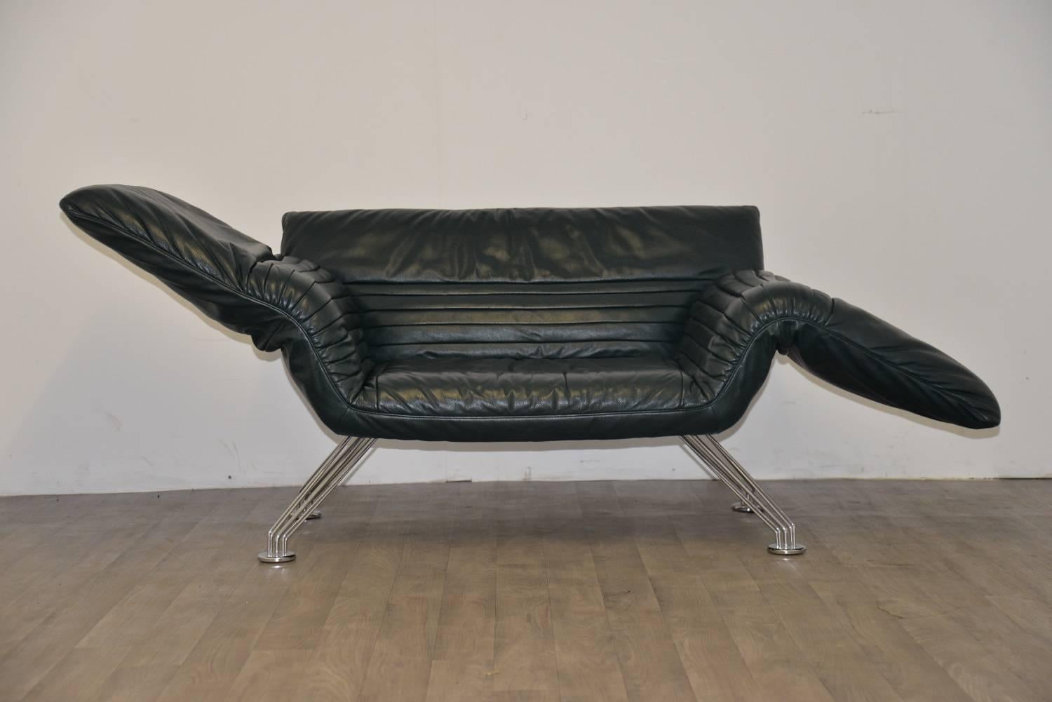 Mid-Century Modern Vintage de Sede Sofa or Chaise Longue in Jade leather by Winfried Totzek, 1988