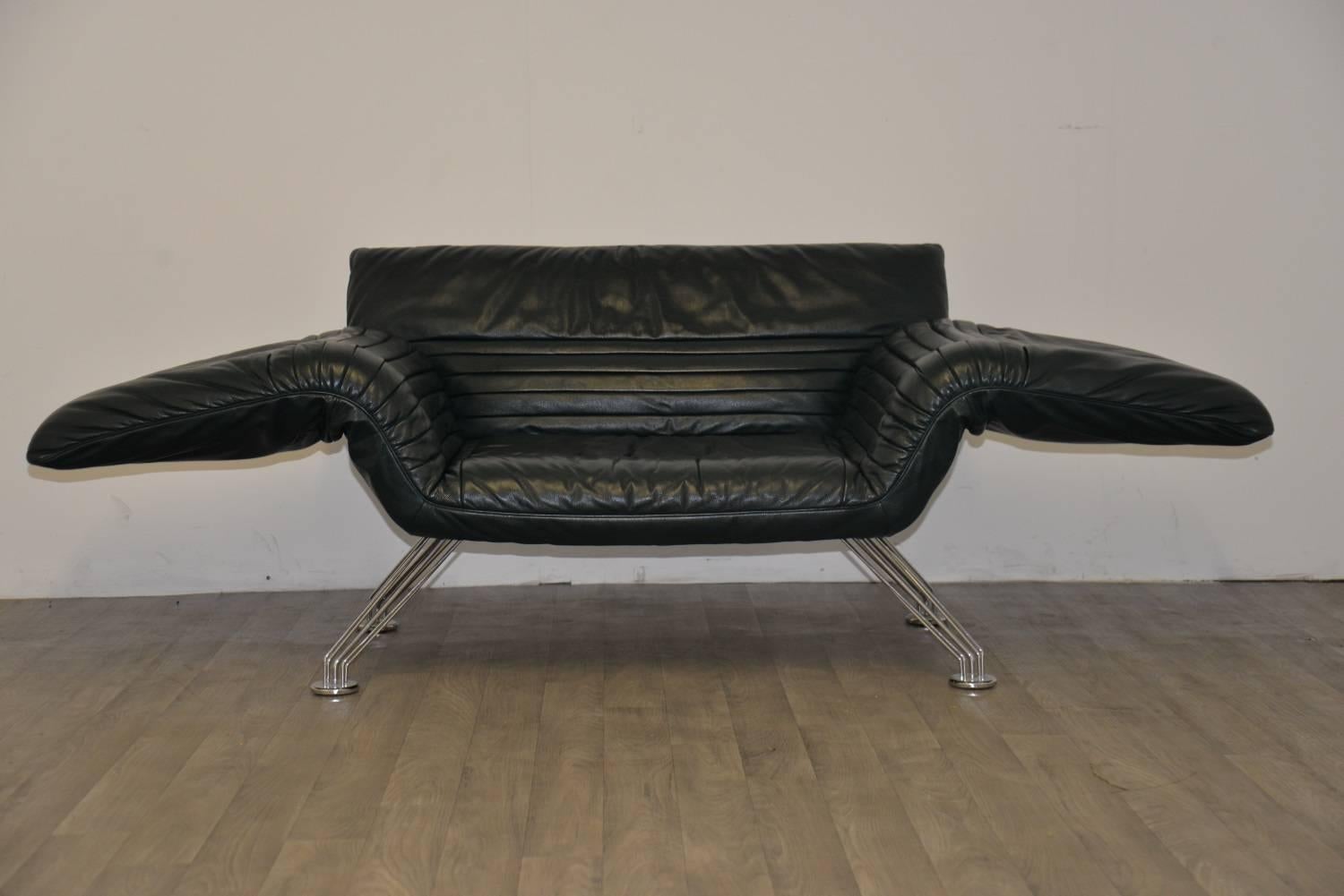 Swiss Vintage de Sede Sofa or Chaise Longue in Jade leather by Winfried Totzek, 1988