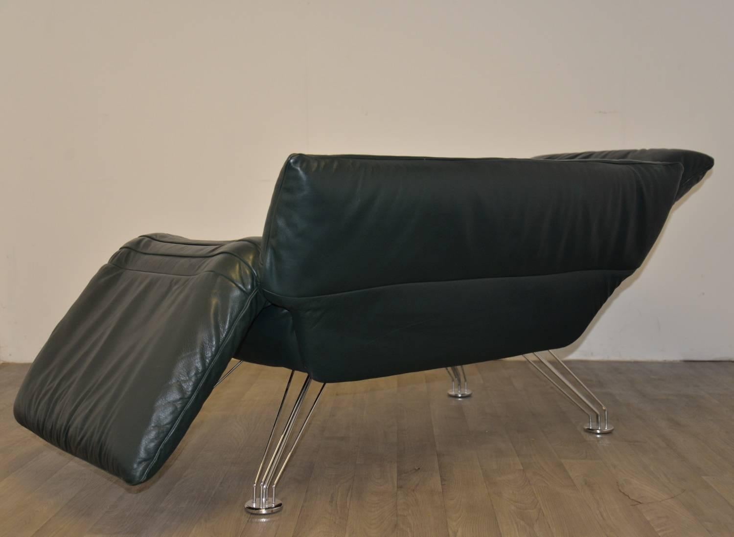 Leather Vintage de Sede Sofa or Chaise Longue in Jade leather by Winfried Totzek, 1988