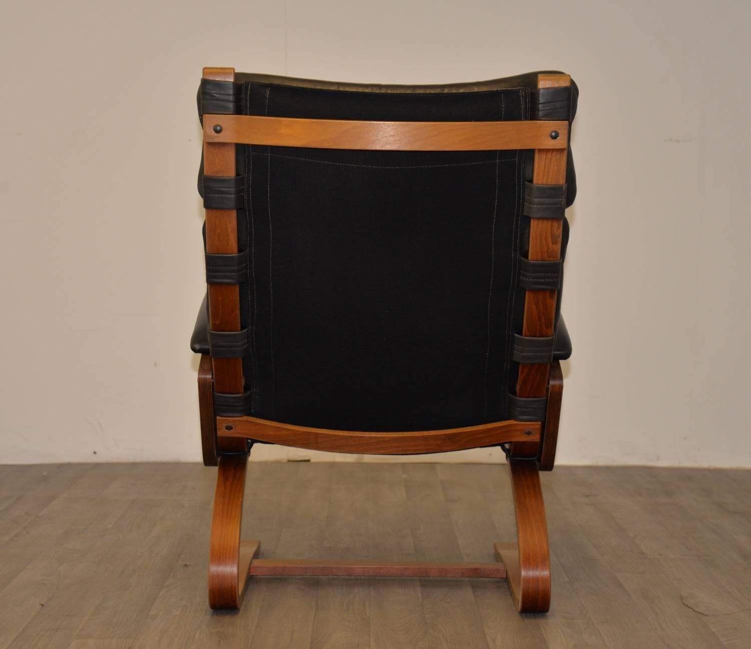 Mid-20th Century Vintage Leather Armchair and Ottoman by Sormani of Italy, 1963