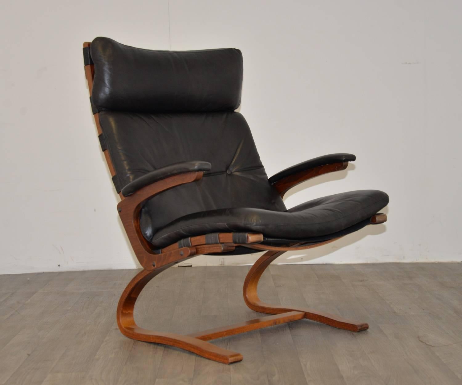 Vintage Leather Armchair and Ottoman by Sormani of Italy, 1963 1