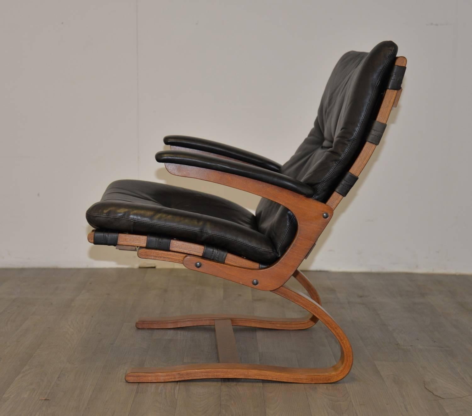 Mid-Century Modern Vintage Leather Armchair and Ottoman by Sormani of Italy, 1963
