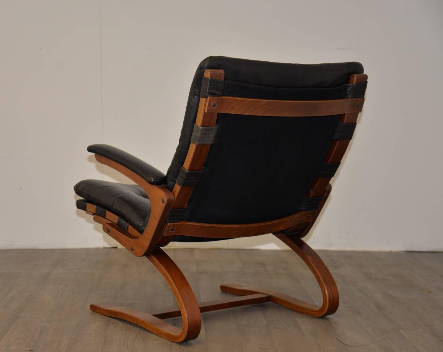 Italian Vintage Leather Armchair and Ottoman by Sormani of Italy, 1963