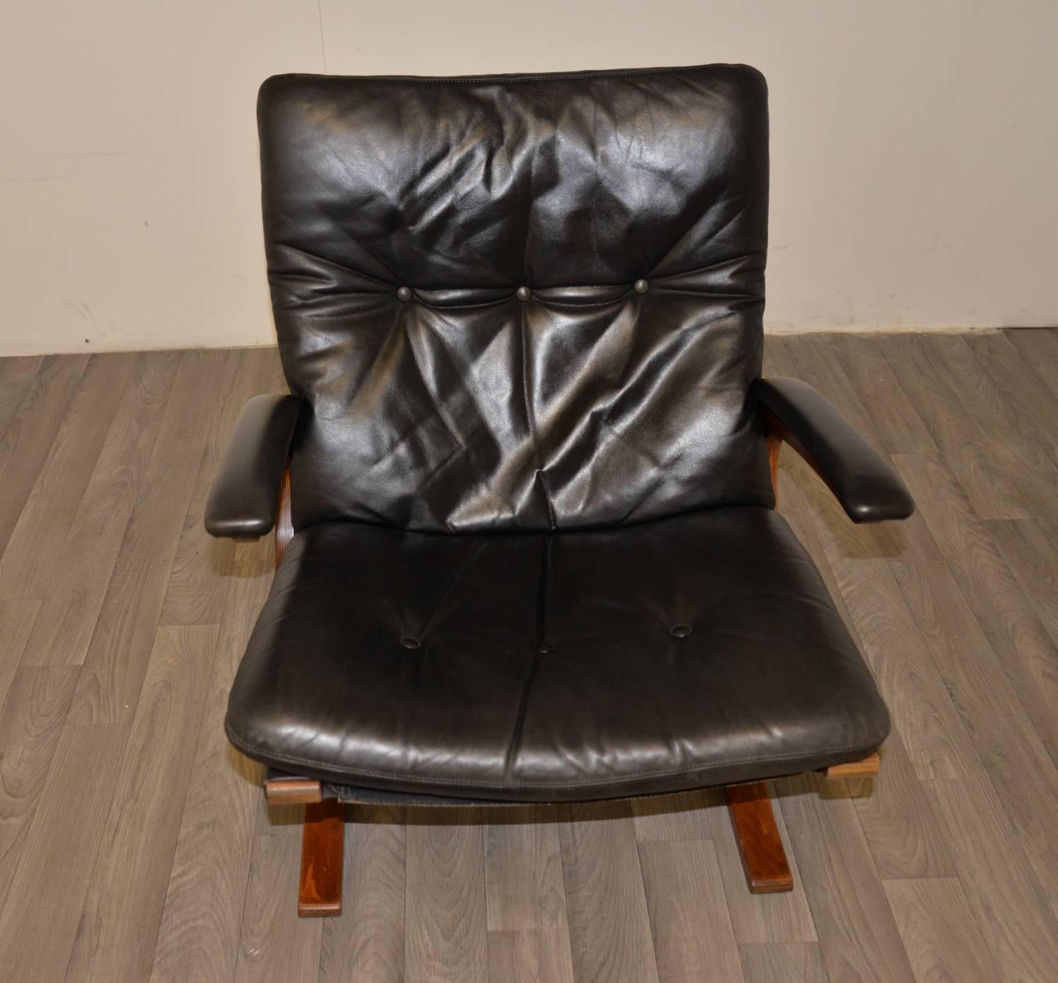 Vintage Leather Armchair and Ottoman by Sormani of Italy, 1963 2