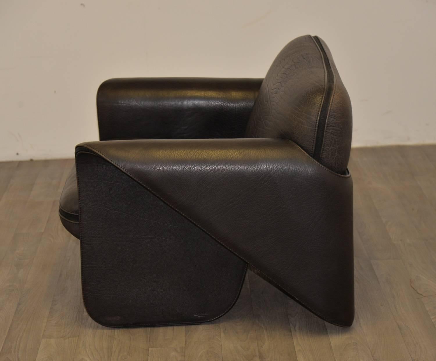 Leather Vintage Swiss de Sede 'DS 125' Sofa and Armchair Designed by Gerd Lange, 1978