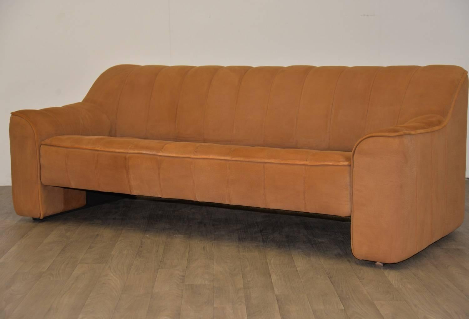 Leather Vintage De Sede DS 44 Sofa and Matching Armchair with Ottoman, 1970s