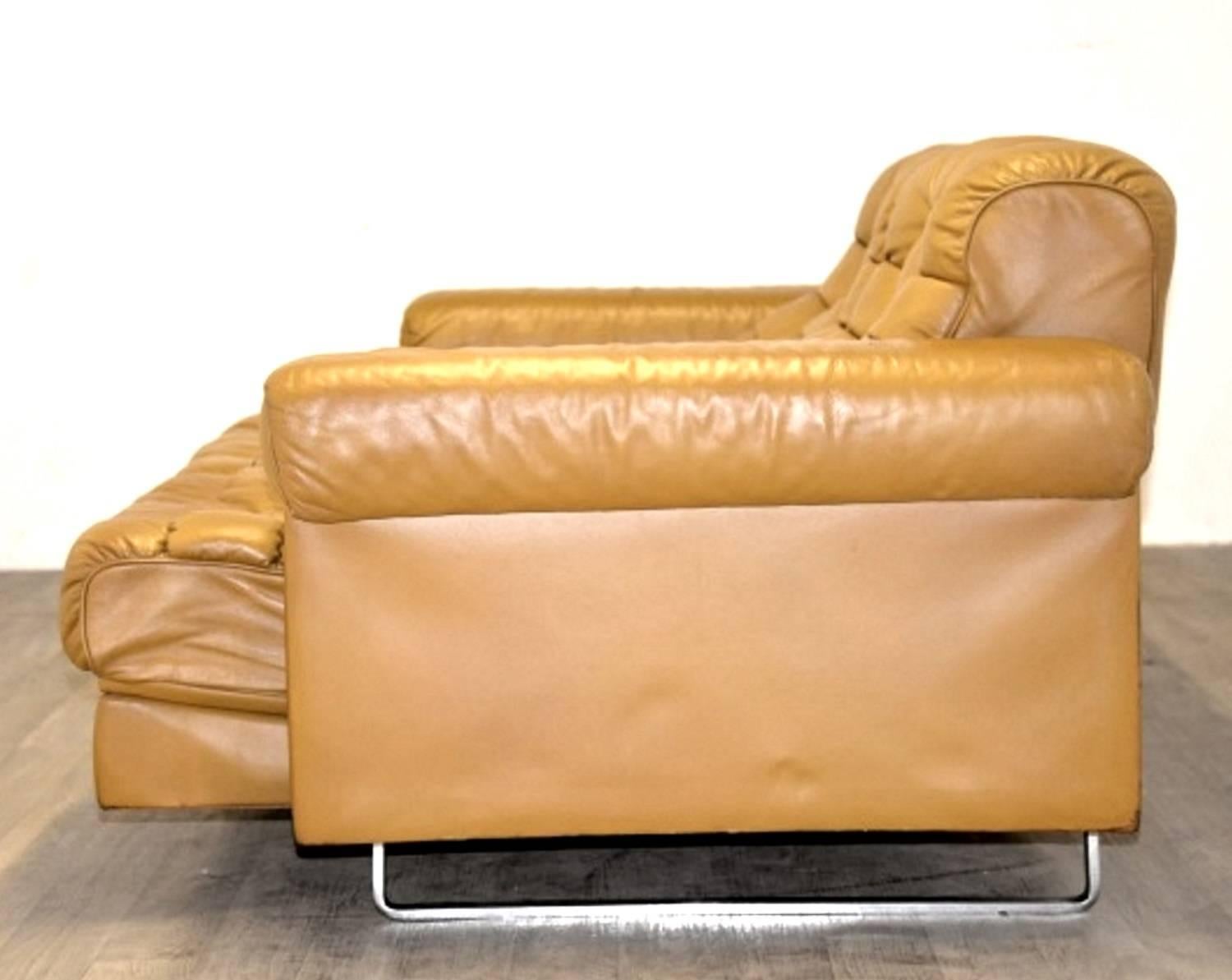 Late 20th Century Vintage De Sede DS-P Reclining Sofa and Ottoman by Robert Haussmann, 1970s For Sale