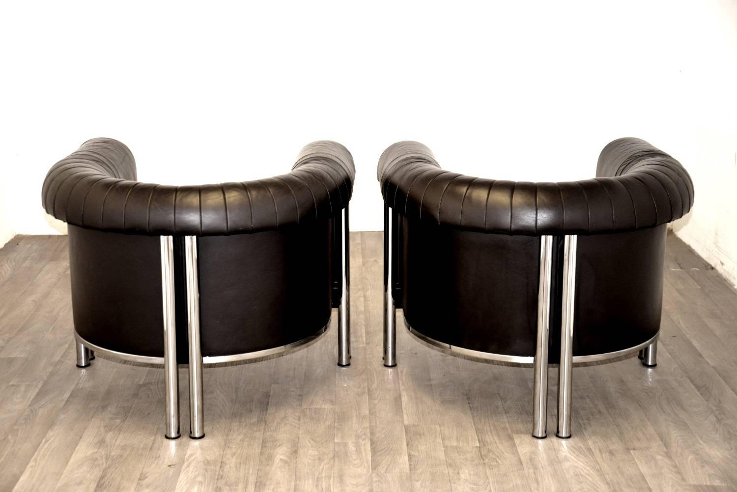 Leather  Swiss de Sede Executive Lounge Armchairs, 1980s For Sale