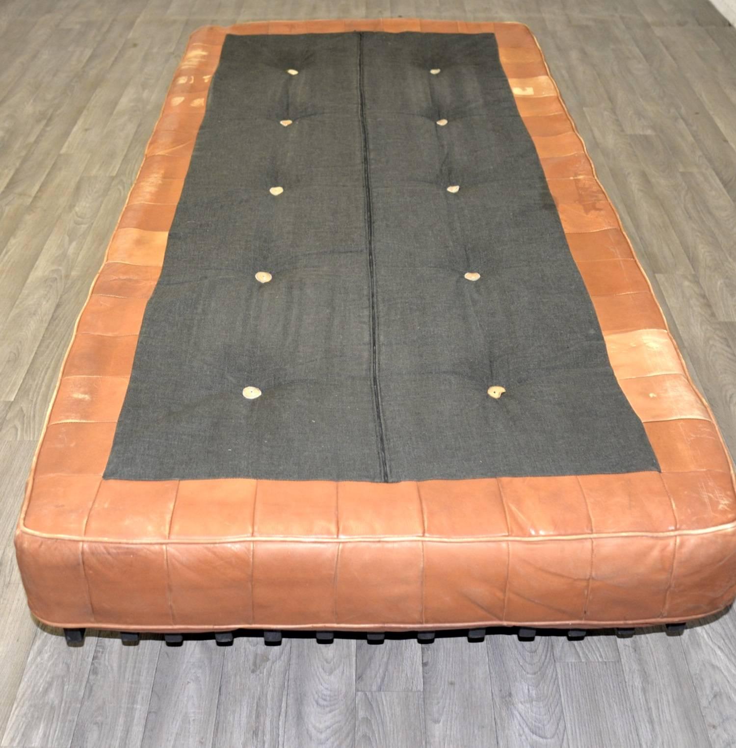 Wood Original De Sede DS 80 Patchwork Leather Daybed, 1960s