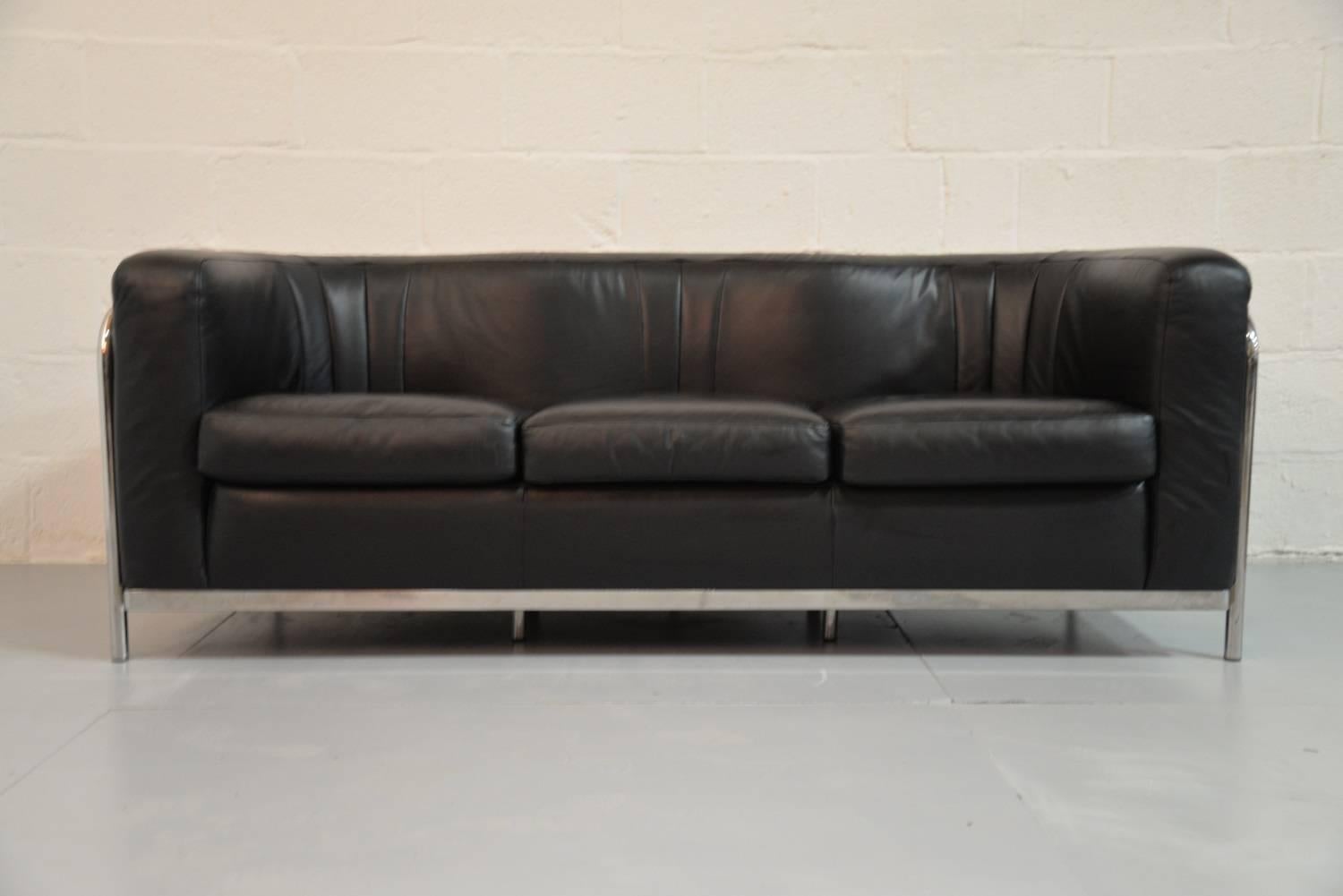 Late 20th Century Original Zanotta Onda Leather Sofa Set Designed by Paolo Lomazzi, 1985