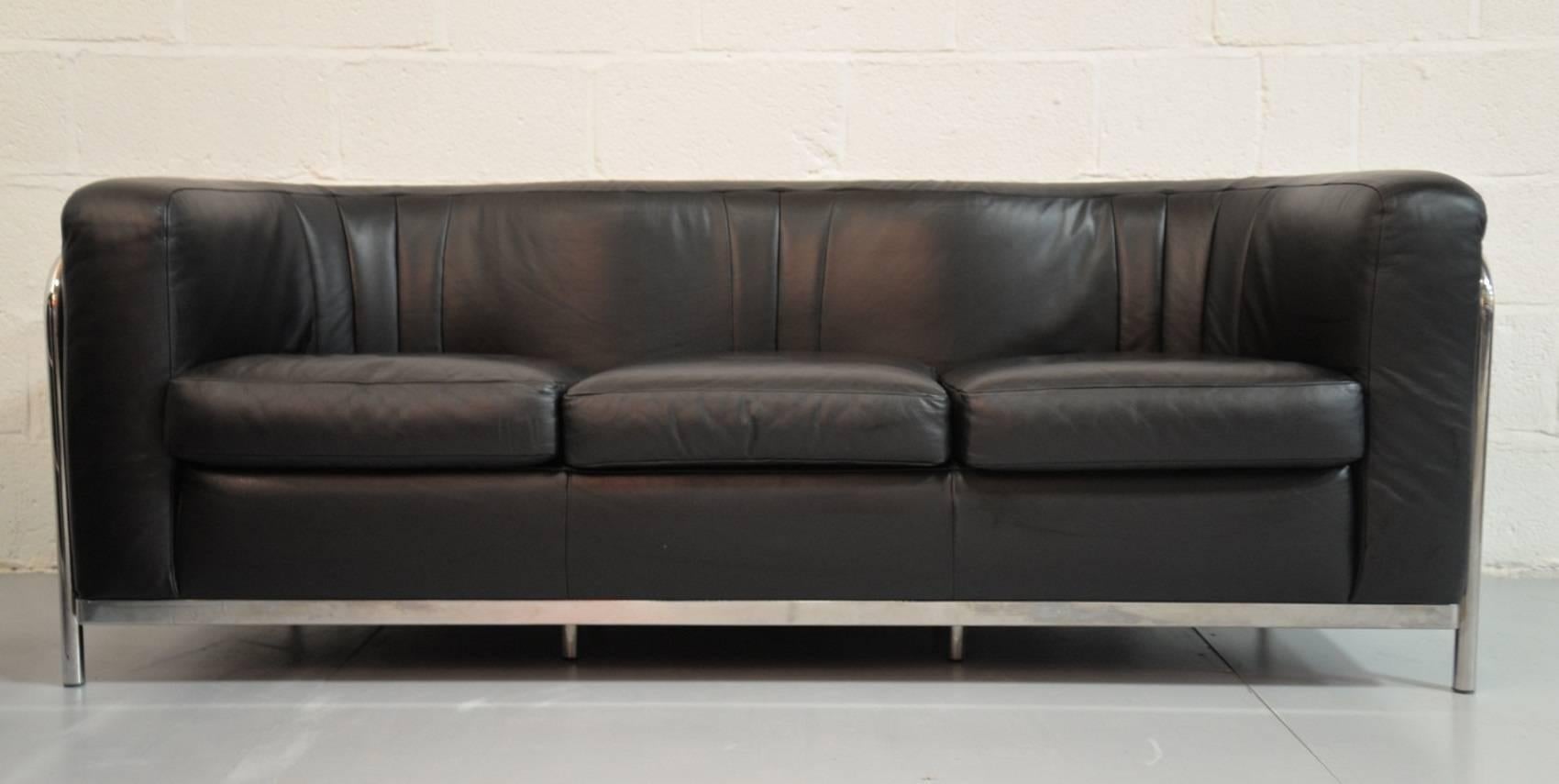 Original Zanotta Onda Leather Sofa and Armchair Designed by Paolo Lomazzi, 1985 In Good Condition In Fen Drayton, Cambridgeshire
