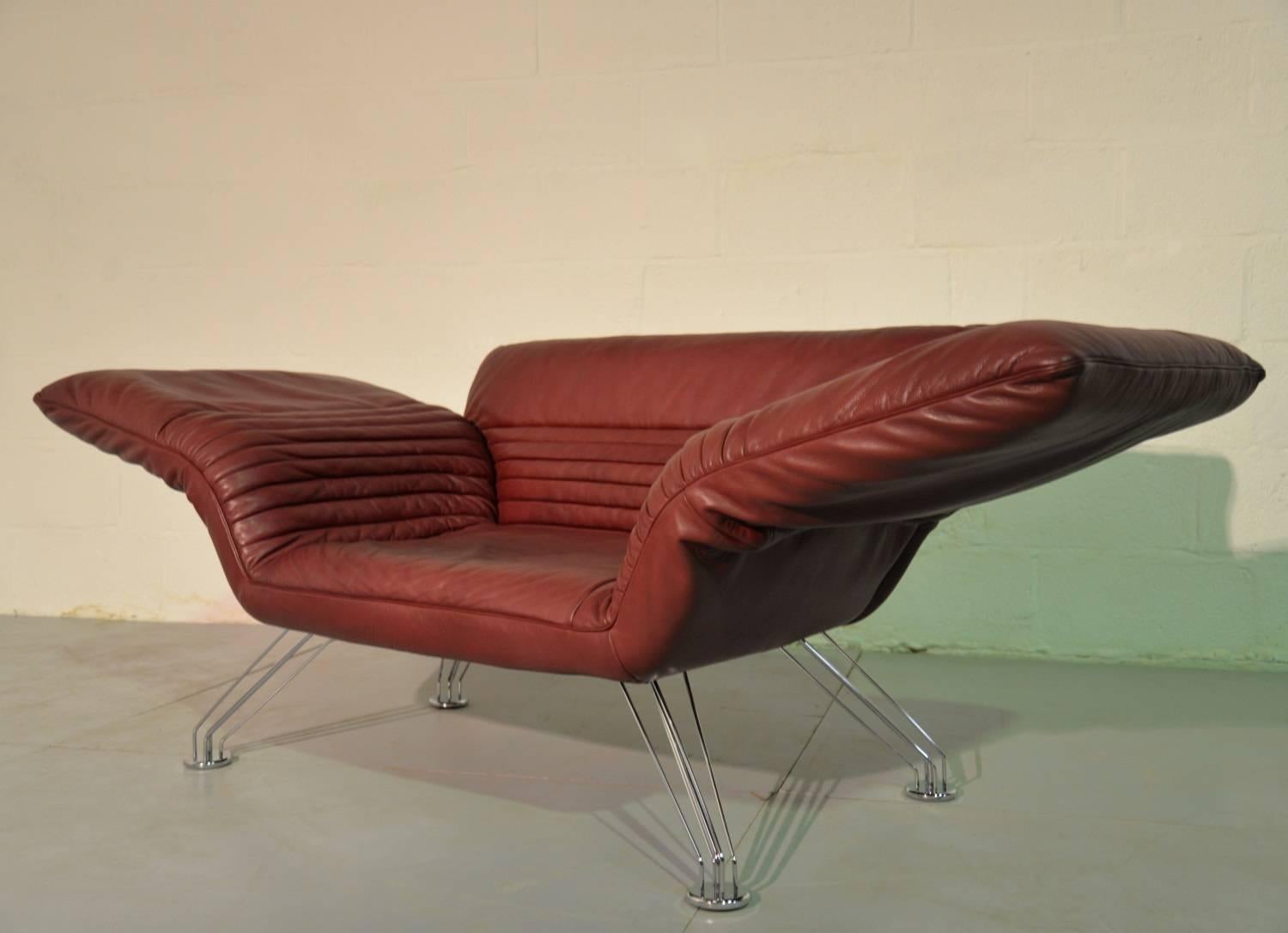 Leather Vintage Swiss De Sede Sofa or Chaise Longue by Winfried Totzek, 1988