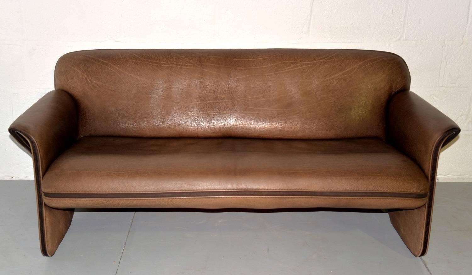 Leather Vintage Swiss De Sede 'DS 125' Sofa and Armchair Designed by Gerd Lange, 1978