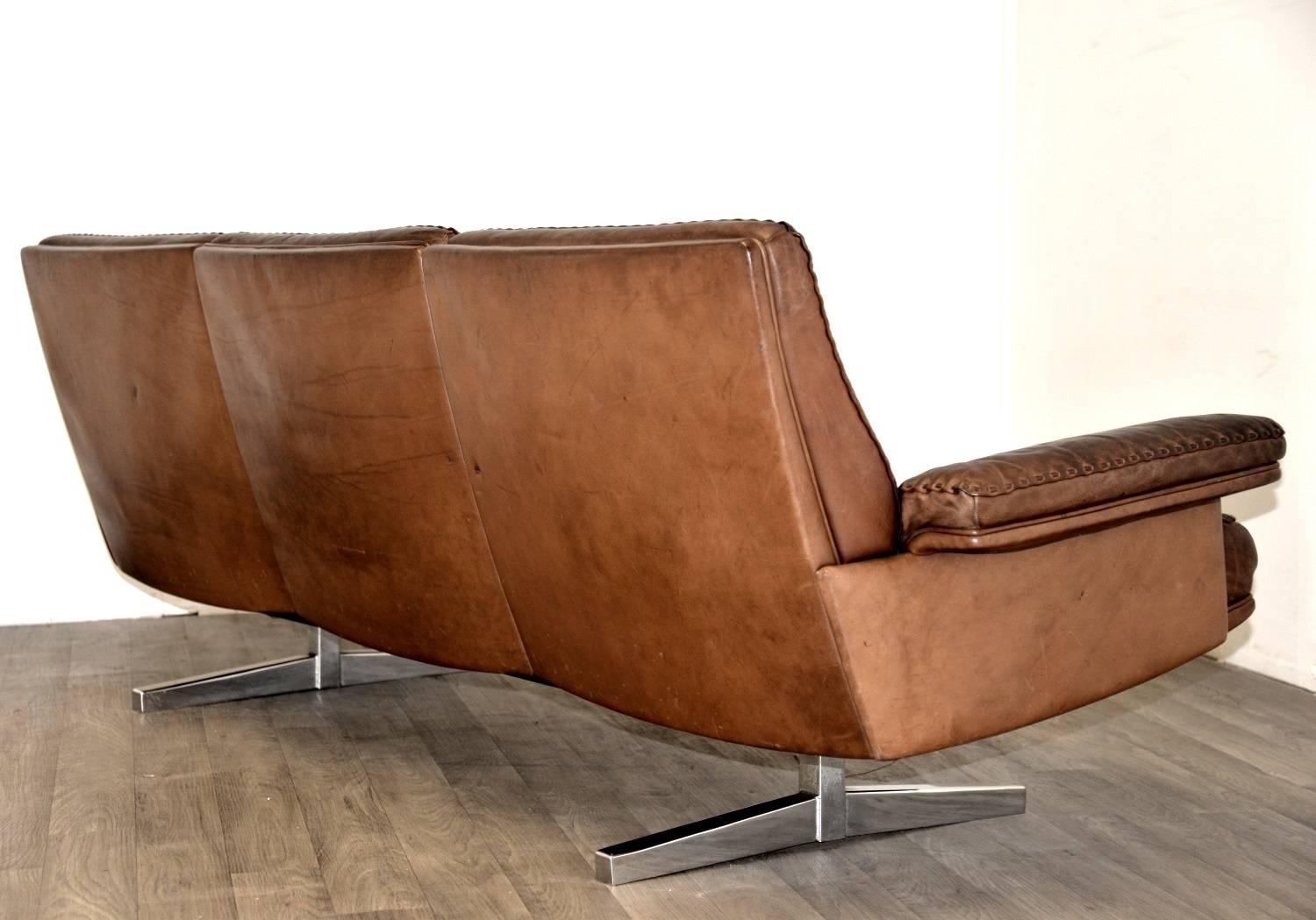 Vintage De Sede DS 35 Three-Seat Leather Sofa, 1960s 3
