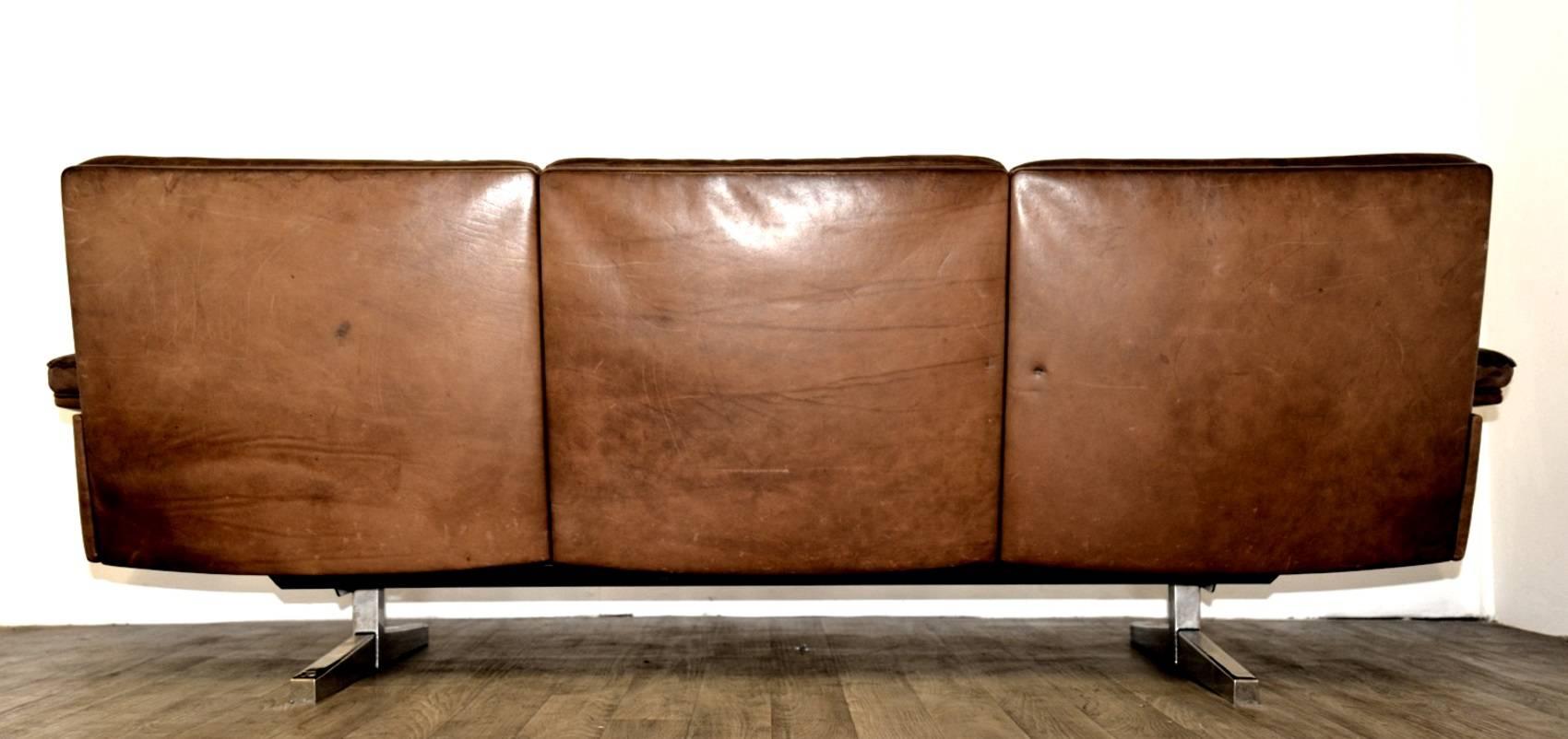 Vintage De Sede DS 35 Three-Seat Leather Sofa, 1960s 2