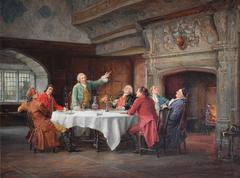 A Good Story, oil on canvas by Margaret Dovaston