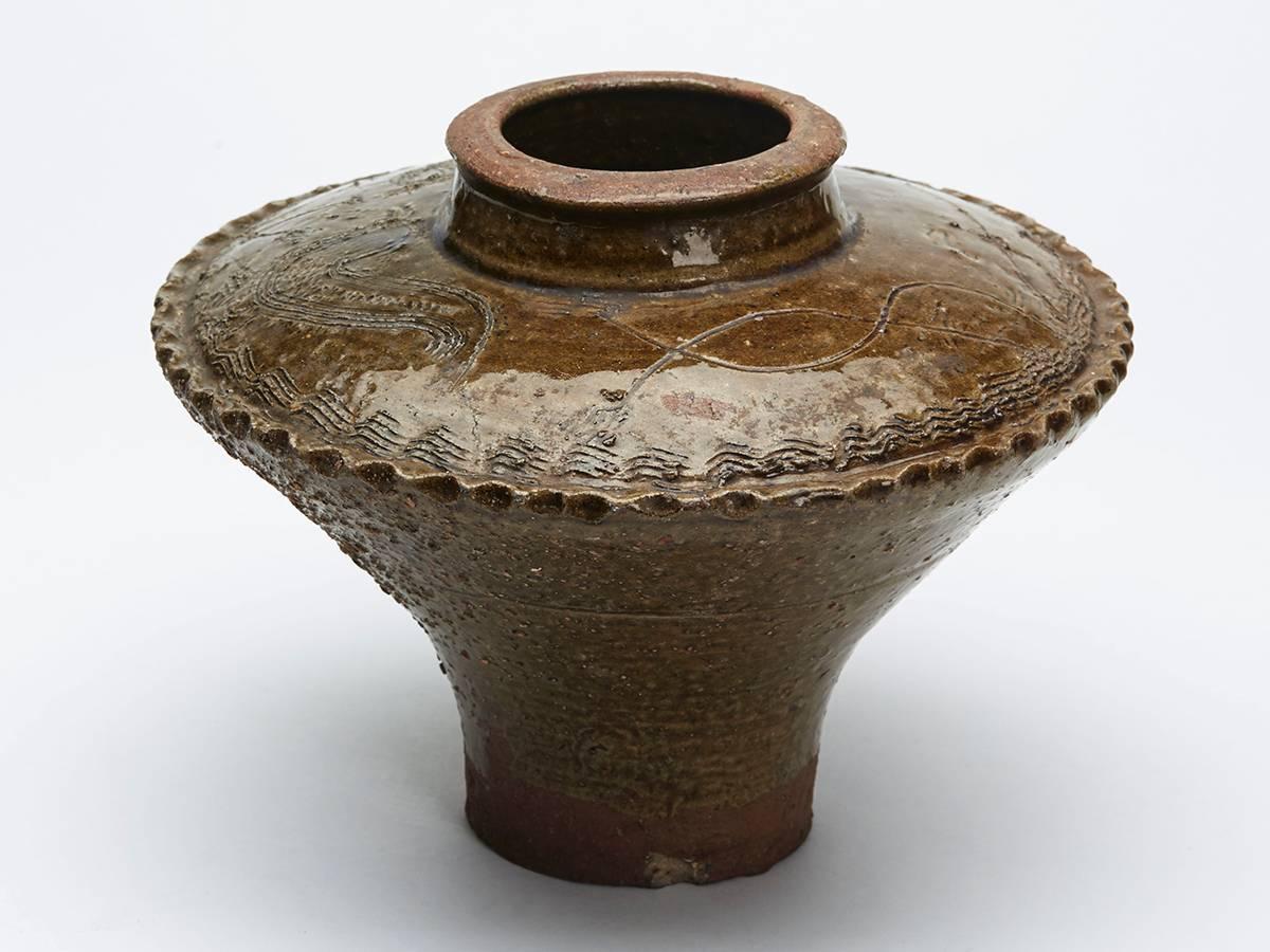 Antique Korean Joseon Dynasty Pottery Vase, 17th Century For Sale at