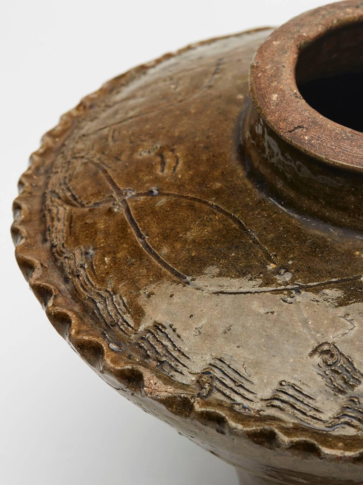 Antique Korean Joseon Dynasty Pottery Vase, 17th Century 1
