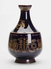 Vintage Royal Doulton Potteries 150th Anniversary Blue Vase, 1965