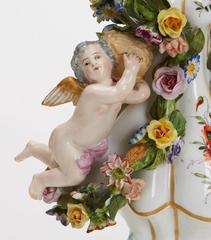 Antique Meissen Floral Encrusted Figural Scent Bottle 19th Century