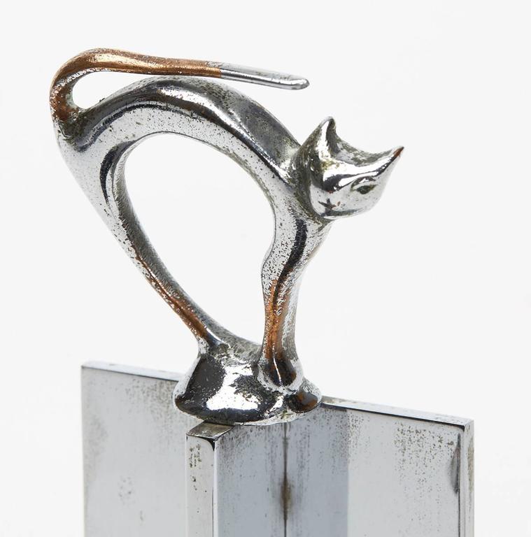 Pair of Art Deco Dog and Cat Chrome Bookends, circa 1935 at 1stDibs