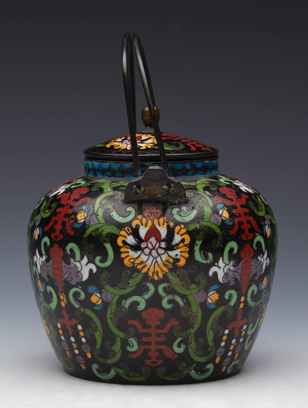 Fine Antique Chinese Qing Cloisonné Wine Pot Marked Tong Shun Tang, 19th Century 1