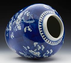 Large Antique Chinese Kangxi Mark Blue & White Porcelain Hawthorn Jar, 19th C