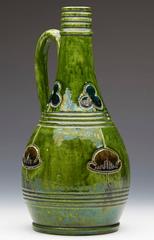 Antique Art Pottery Green Ewer Probably Belgian, circa 1890