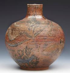 Eric James Mellon Studio Pottery Vase with Nudes & Musicians, 1978