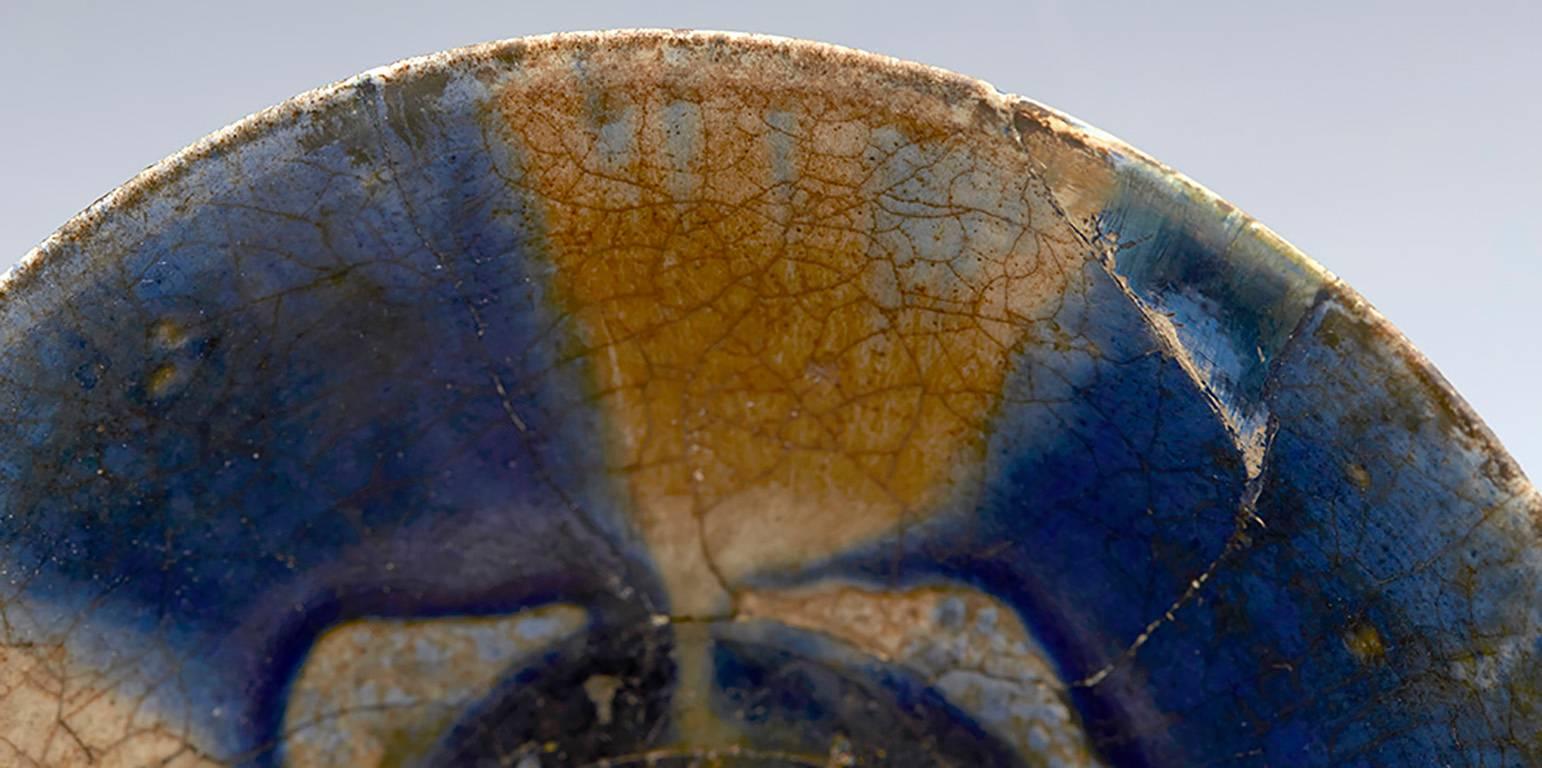 Glazed Medieval Islamic Blue Streak Bowl Phds Wikramaratna Collection