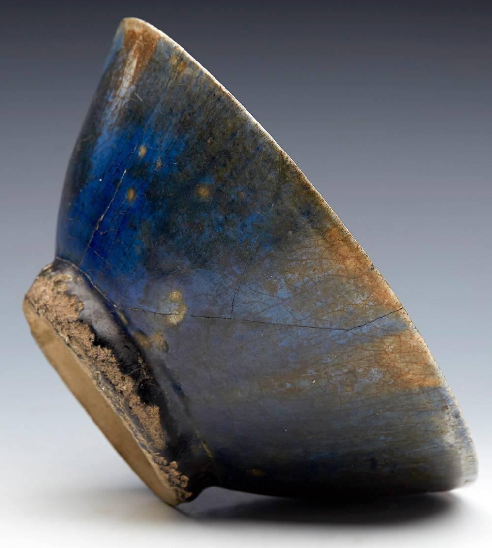 Pottery Medieval Islamic Blue Streak Bowl Phds Wikramaratna Collection