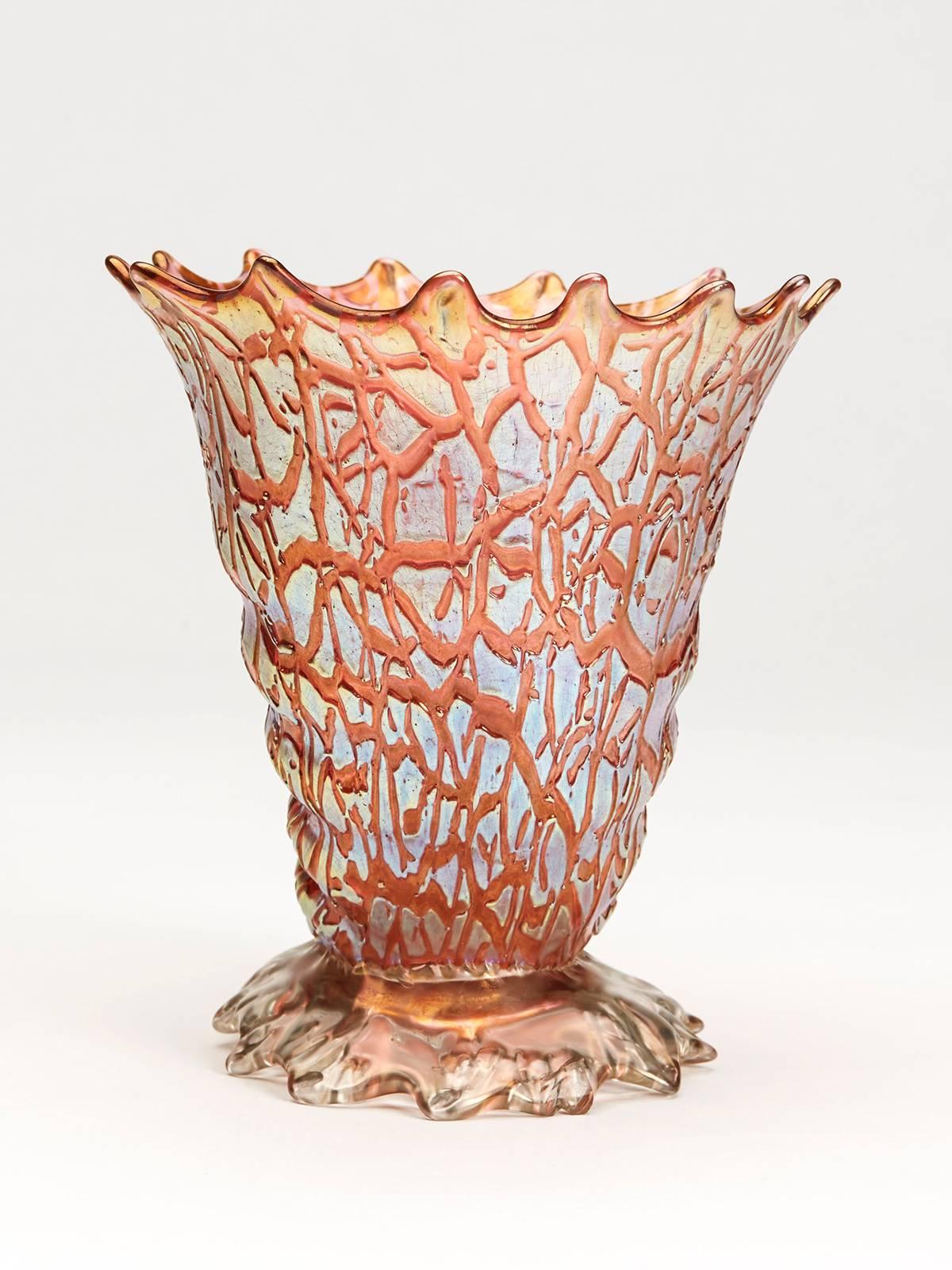 Czech Rare Art Nouveau Loetz Golden Iridescent Shell Vase, circa 1899