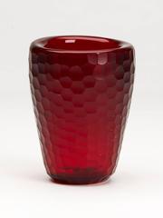Vintage Murano Red Battuto Venini Art Glass Vase, circa 1940