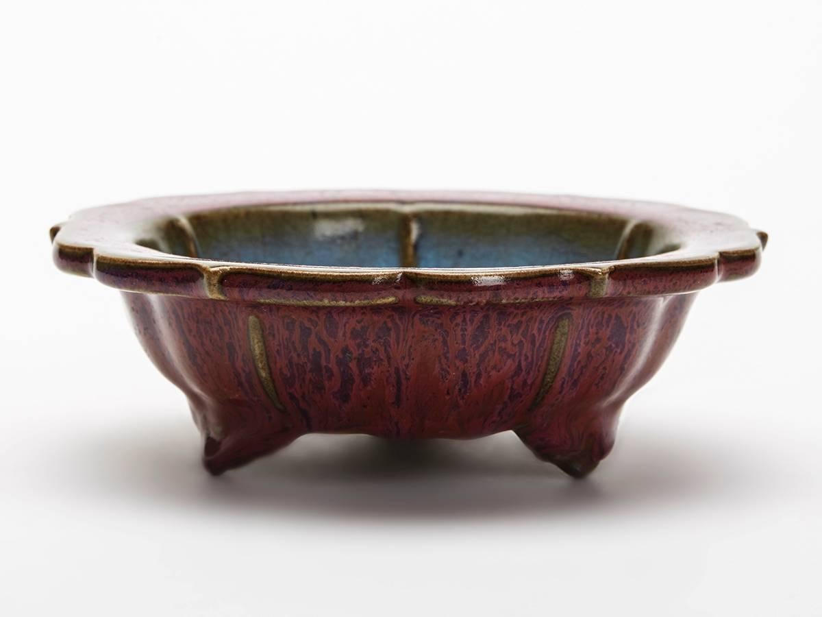 Vintage Chinese Jun Ware Pedestal Bowl In Excellent Condition In Bishop's Stortford, Hertfordshire