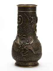 19th Century Antique Japanese Meiji Scrolling Dragon Bronze Vase