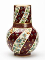 Antique French Sarreguemines Floral Painted Vase, circa 1880