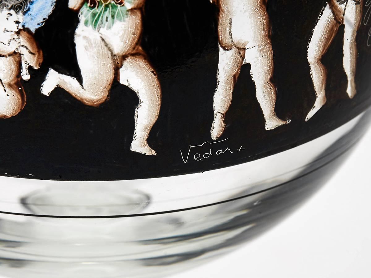 Six Vetri Della Arte Enamelled Glass Goblets, 20th Century For Sale 1