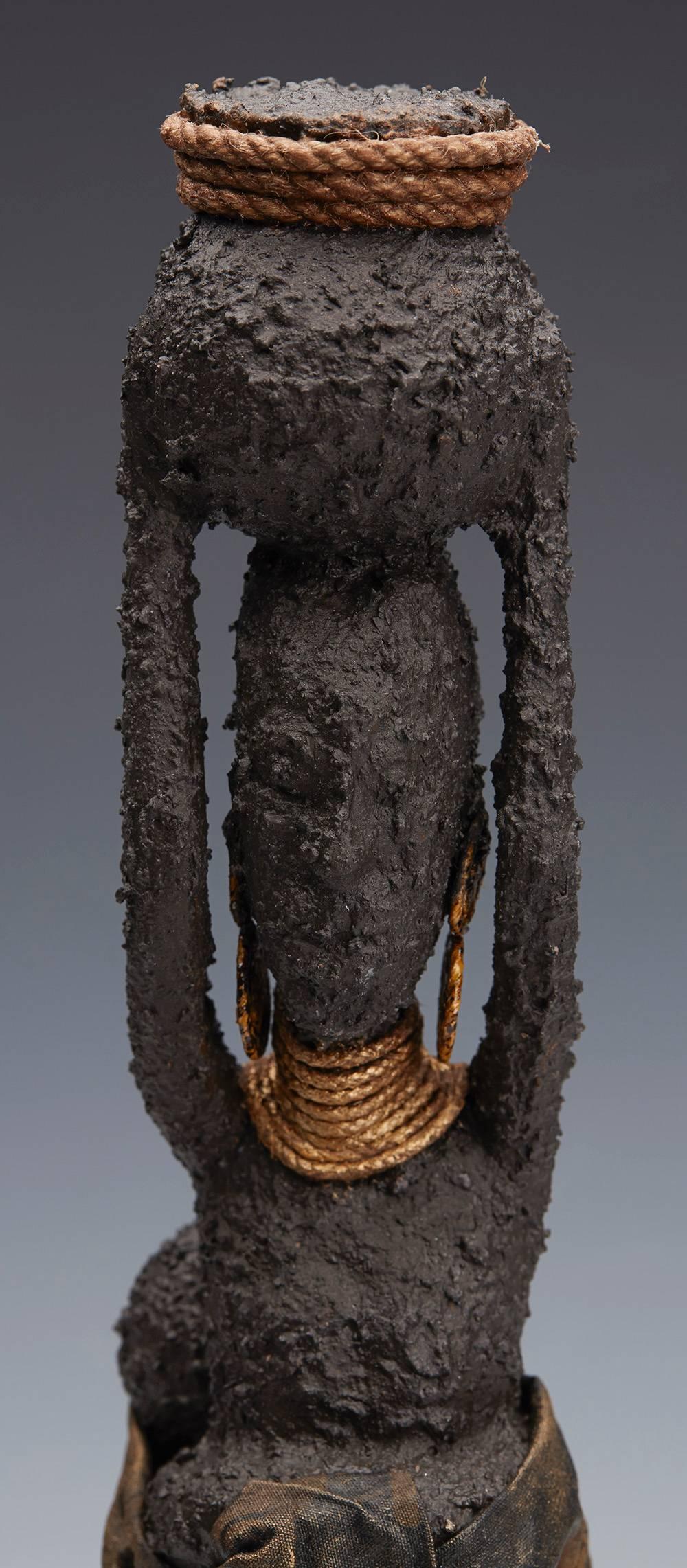We are proud to offer a unique sculpture from Hertfordshire based artist Annie Marsters, entitled Impilo Entsha. Annie has a distinct approach to sculpting figures, using traditionally made African objects and unique materials to craft meaningful