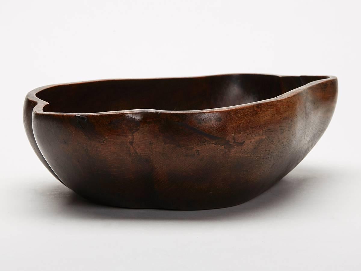 Tribal Vintage Hawaiian Carved Koa Wood Bowl, circa 1920