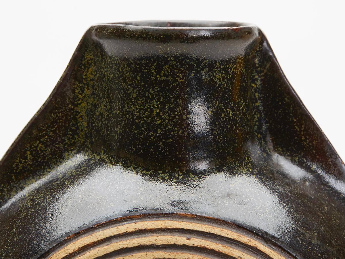 Studio Pottery Glazed Stoneware Moon Vase, 20th Century 3