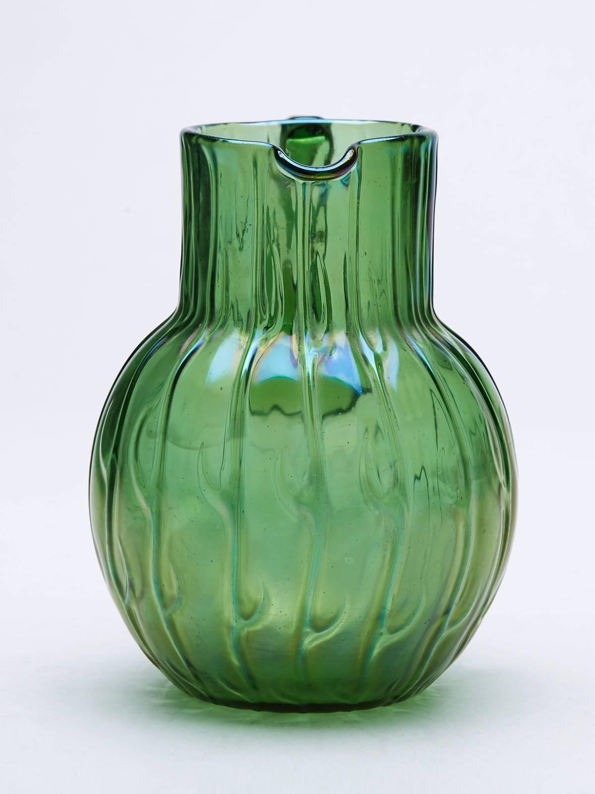 loetz green glass vase