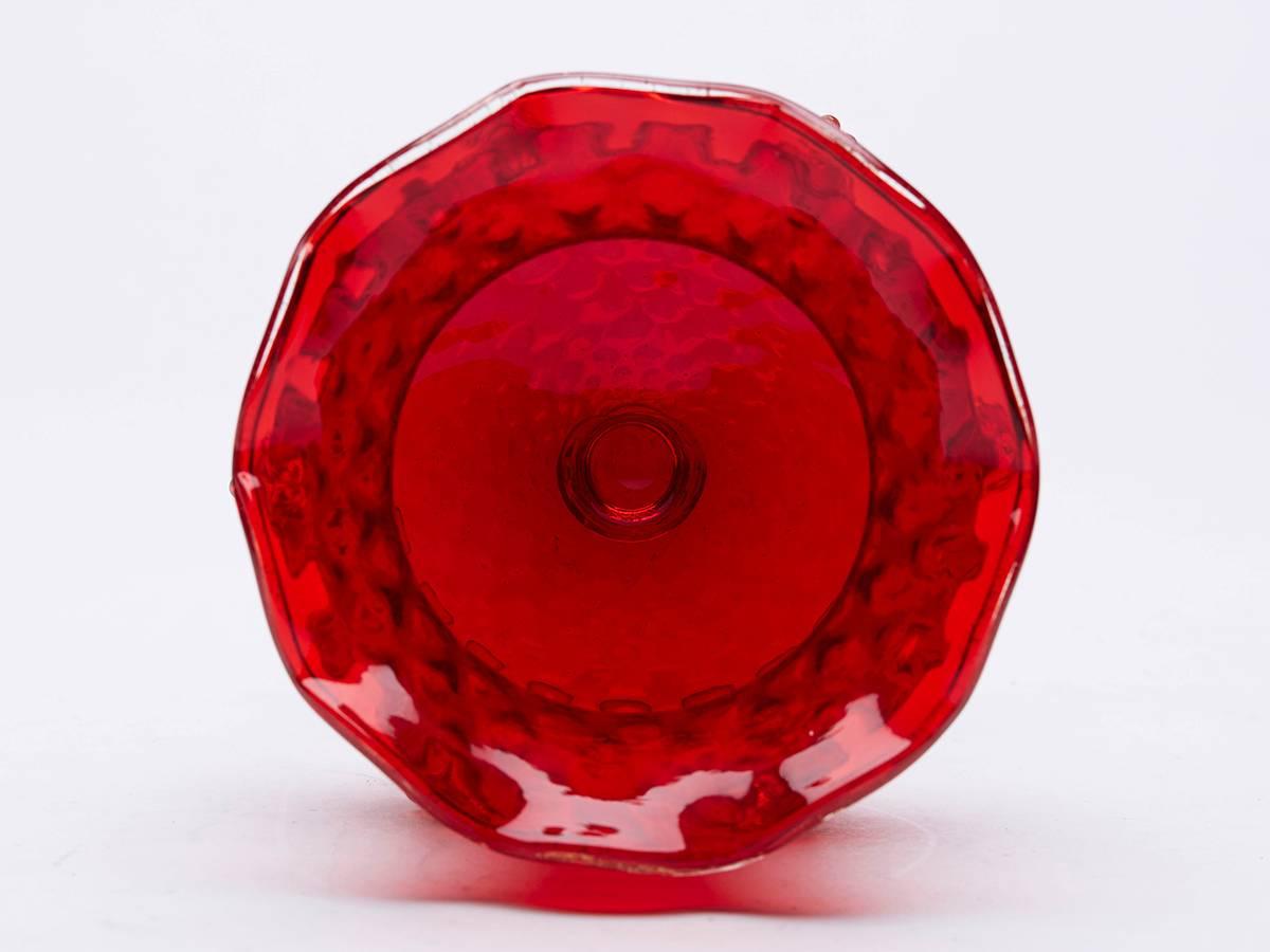 Vintage Salviati Murano Red Art Glass Pedestal Bowl, circa 1950-1960 1