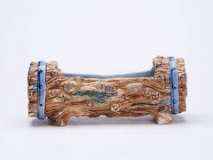 Antique Hugo Lonitz Majolica Tree Trunk Centrepiece, 19th Century