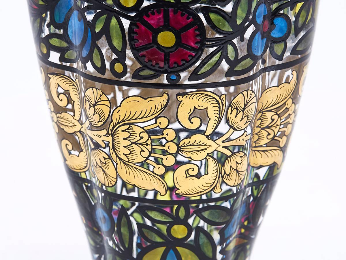 Early 20th Century Bohemian Glass Vase Julius Mulhaus & Co Haida, circa 1915