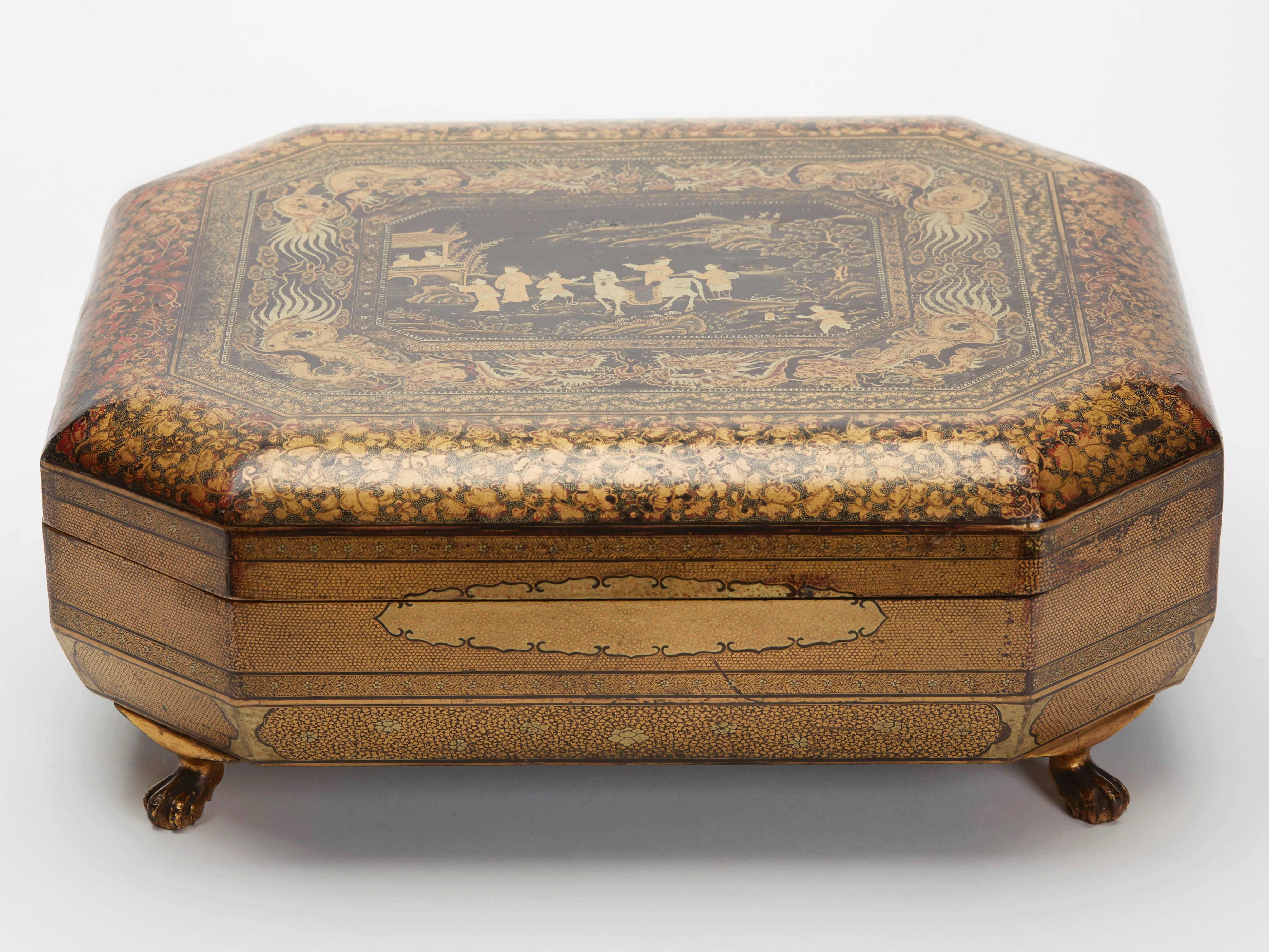 Antique Chinese Lacquer Fitted Games Box, circa 1830 5