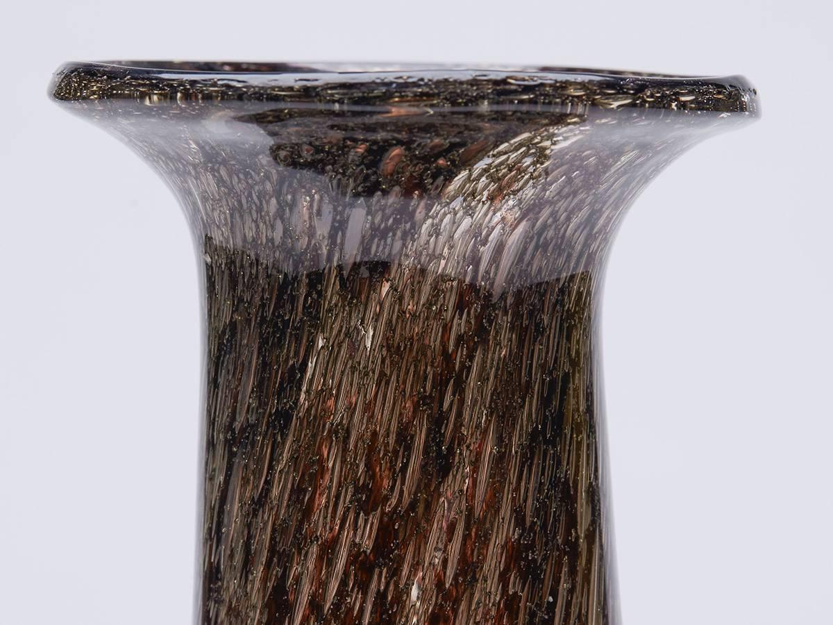 Italian Vintage Ercole Barovier Brown Effeso Art Glass Vase, circa 1968 For Sale