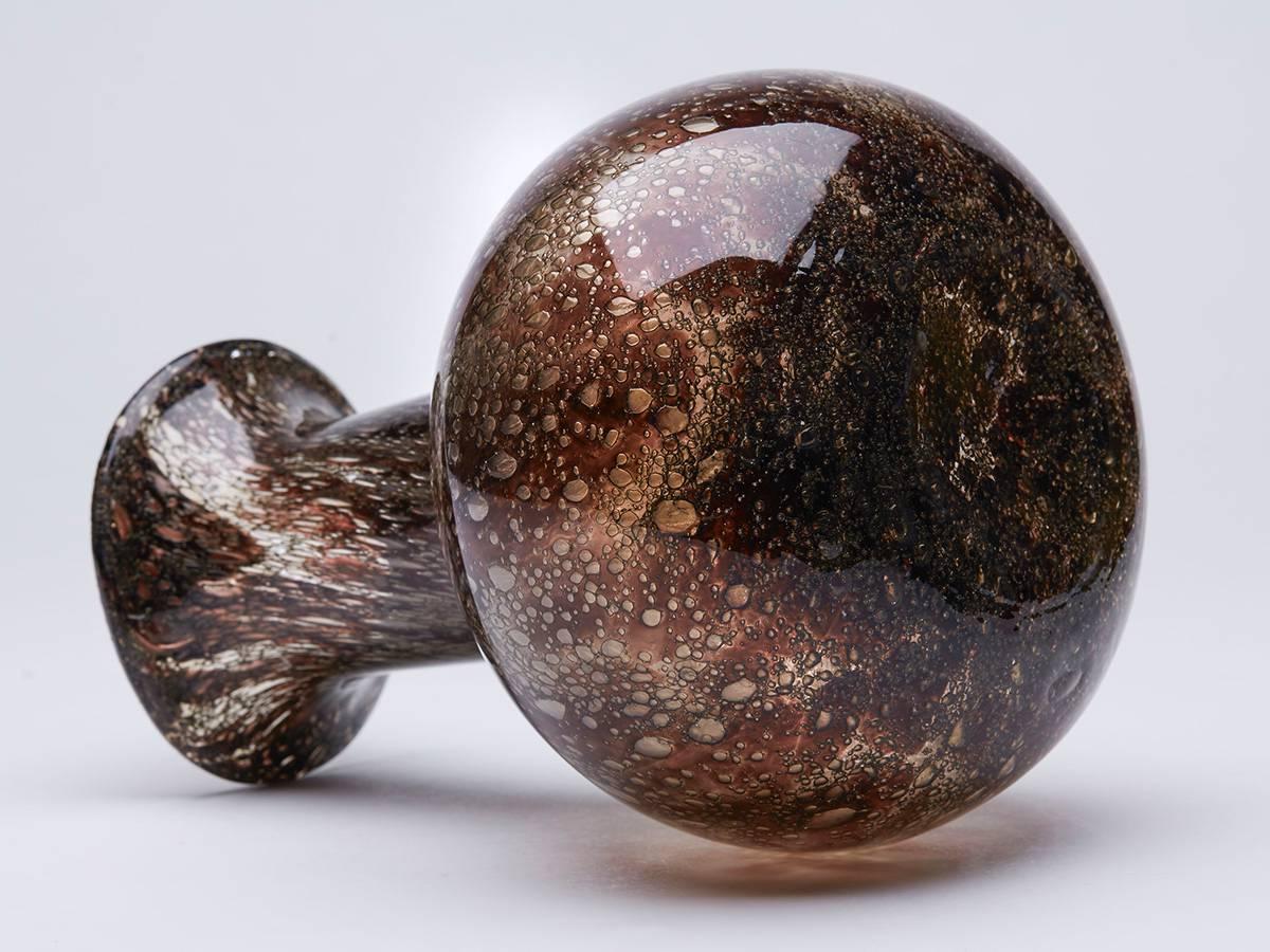 Metà XX secolo Vaso di vetro artistico vintage Ercole Barovier Brown Effeso, circa 1968 in vendita