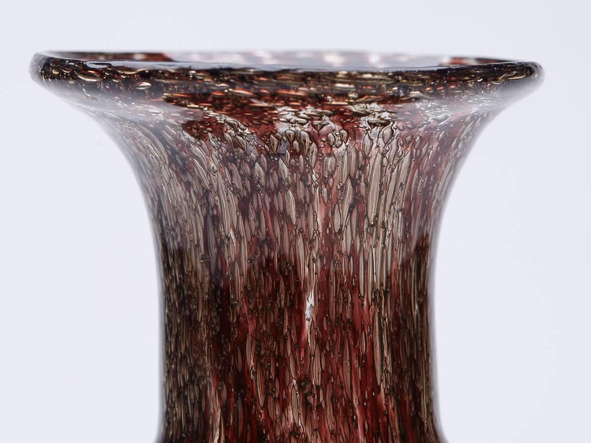 Mid-Century Modern Vase en verre d'art Efeso marron vintage Ercole Barovier, vers 1968 en vente